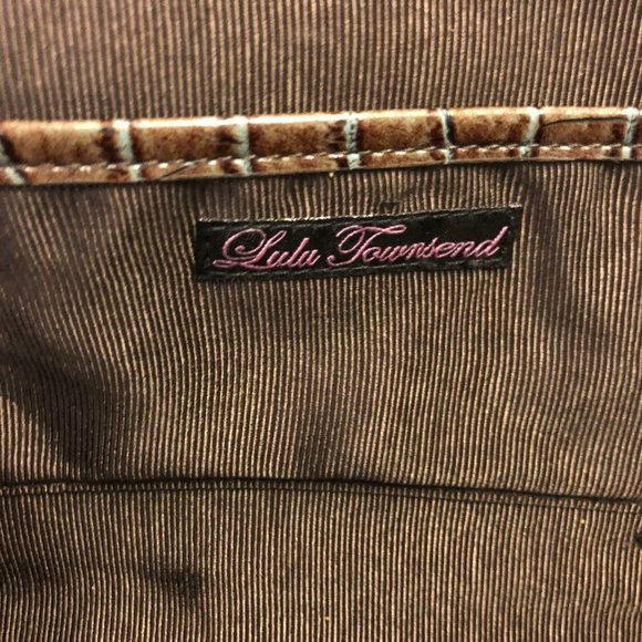 Lulu Townsend Women's Clutch Brown Faux Croc - Picture 5 of 5